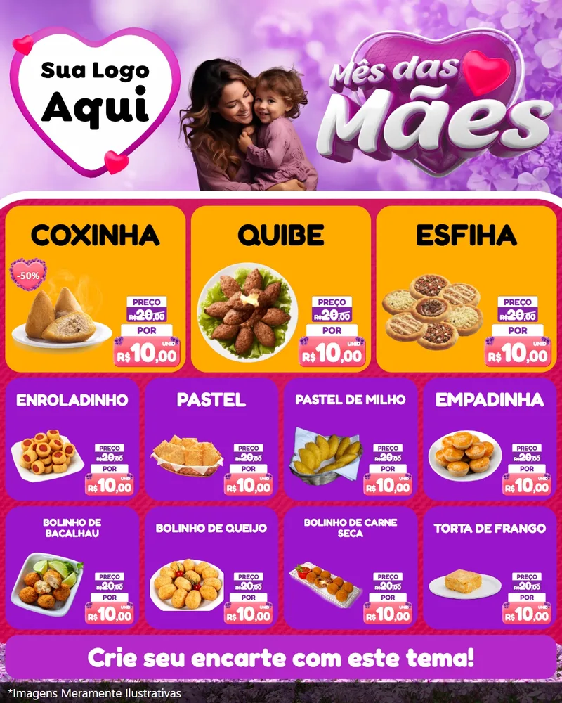 Modelo de Rede Social para Feed Instagram com o tema Mês das Mães para Salgadaria