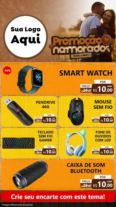 Modelo de TV para TV Vertical com o tema Promoção Namorados para Informática