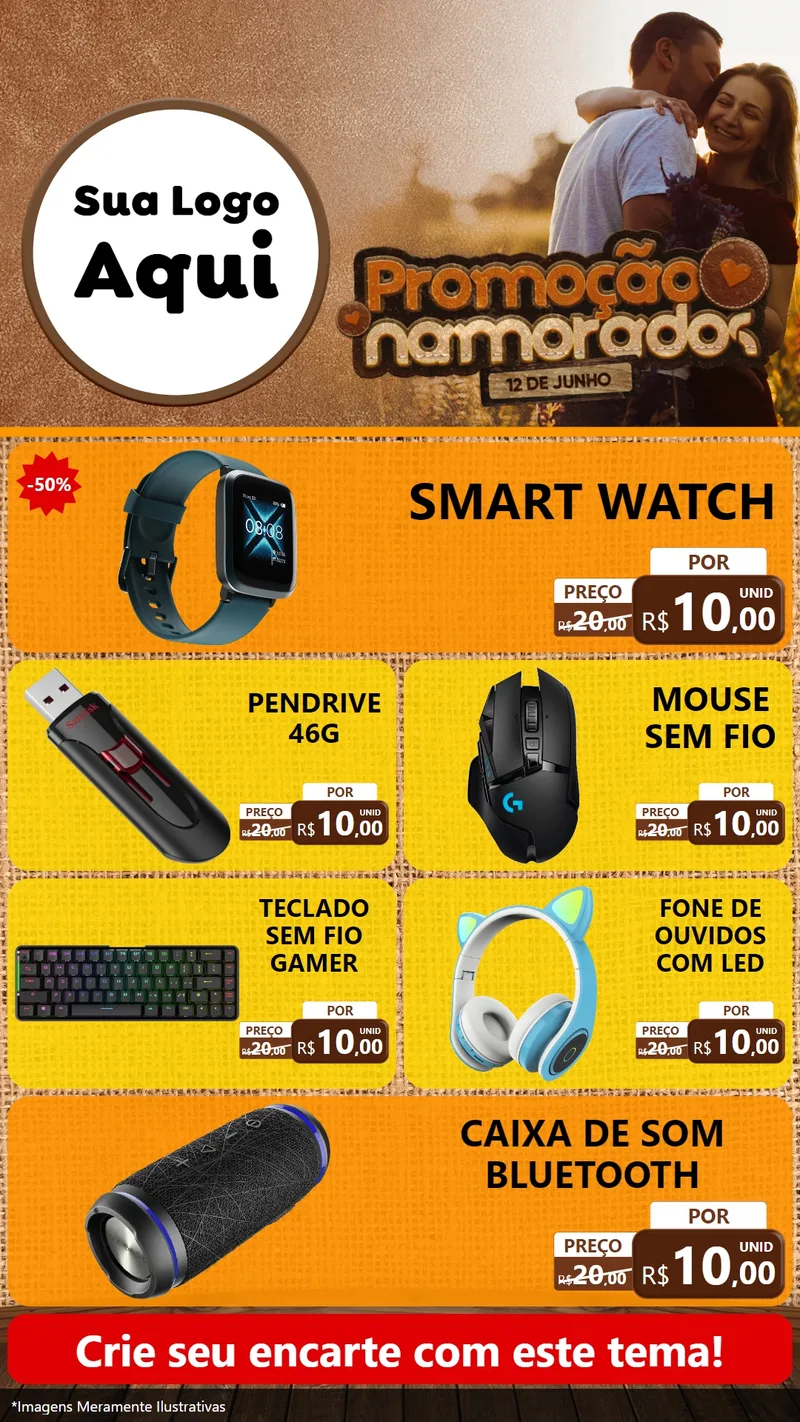 Modelo de TV para TV Vertical com o tema Promoção Namorados para Informática