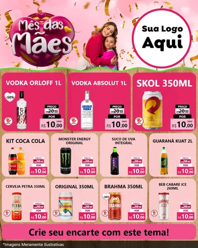 Modelo de Rede Social para Feed Instagram com o tema Mês das Mães para Distribuidora de bebidas