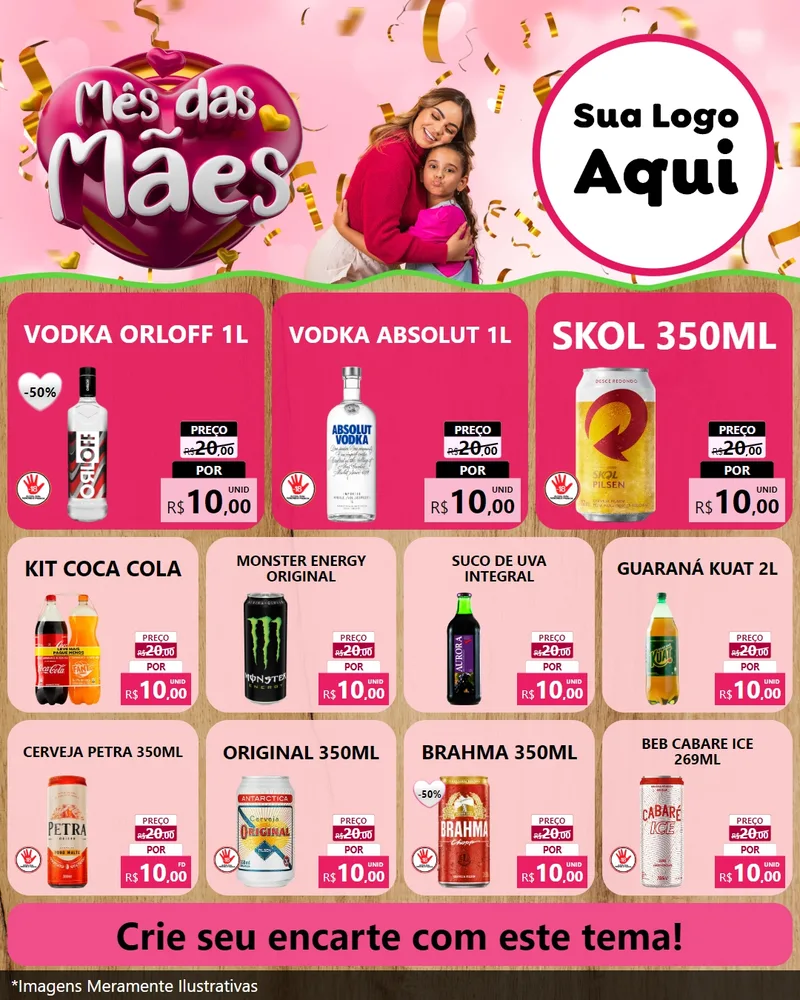 Modelo de Rede Social para Feed Instagram com o tema Mês das Mães para Distribuidora de bebidas