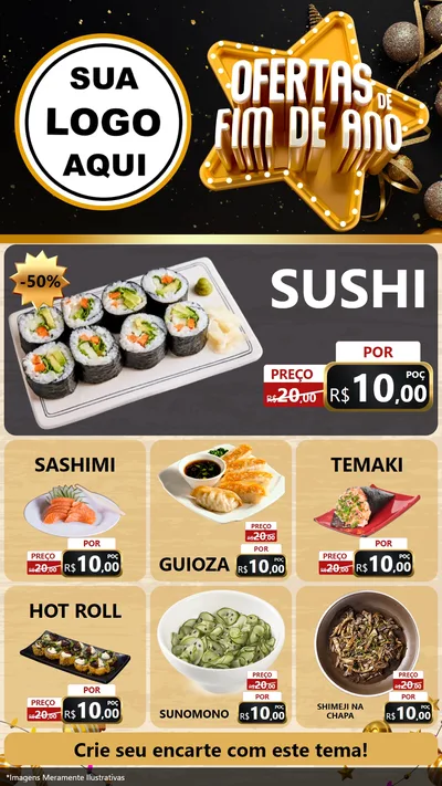 Modelo de Rede Social para Stories com o tema Ofertas de Fim de Ano para Comida japonesa