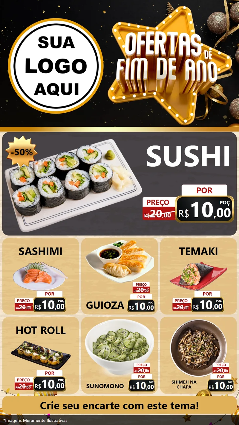 Modelo de Rede Social para Stories com o tema Ofertas de Fim de Ano para Comida japonesa