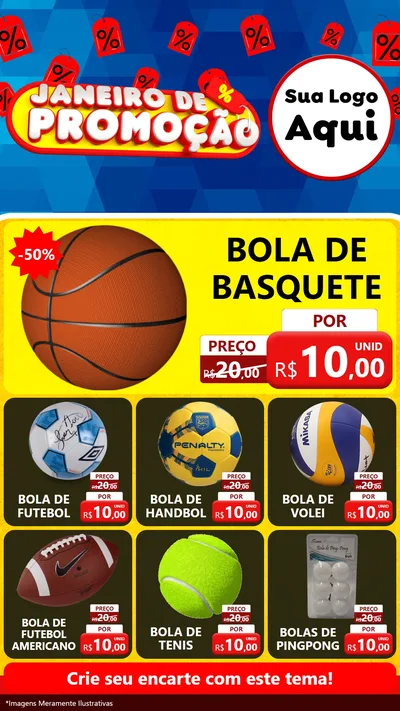 Modelo de Rede Social para Stories com o tema Janeiro de Promoção para Artigos Esportivos