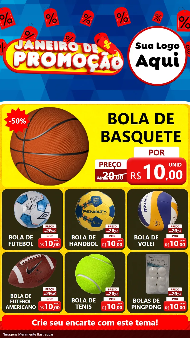 Modelo de Rede Social para Stories com o tema Janeiro de Promoção para Artigos Esportivos