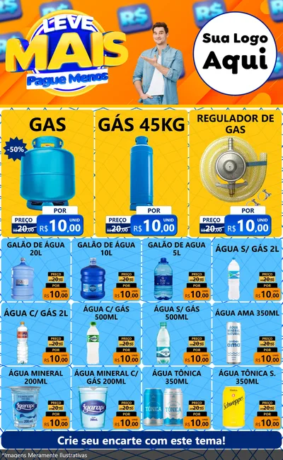 Modelo de Encarte para Encarte Grande com o tema Leve Mais, Pague Menos para Água e gás