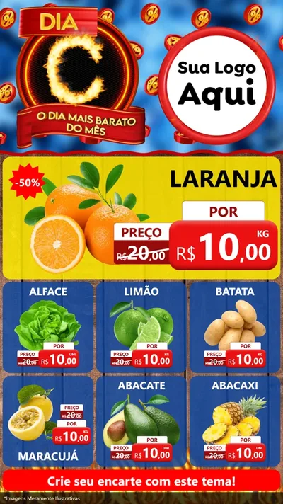 Modelo de Rede Social para Stories com o tema Dia C - O Dia Mais Barato Do Mês para Hortifrúti