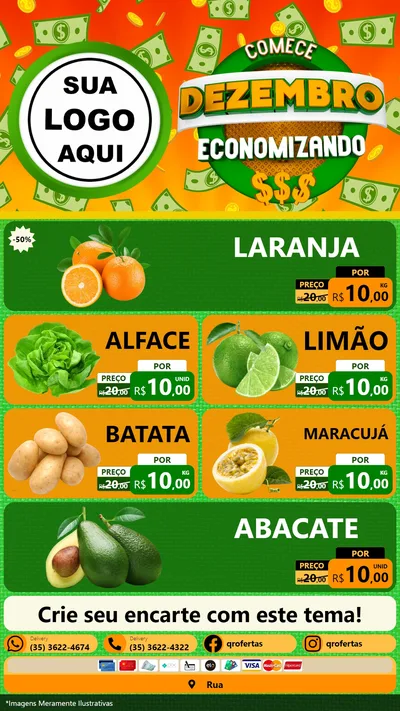 Modelo de TV para TV Vertical com o tema Comece Dezembro Economizando para Hortifrúti