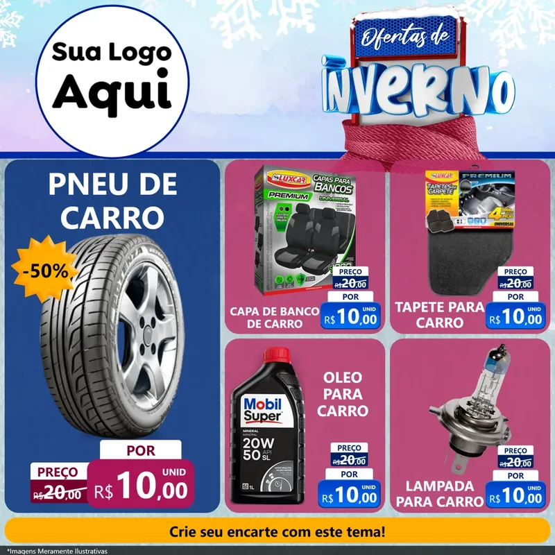 Modelo de Rede Social para Feed Facebook com o tema Ofertas de Inverno para Auto peças