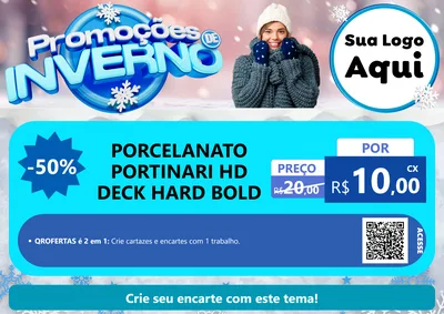 Modelo de Cartaz para Cartaz A4 Horizontal com o tema Promoções de Inverno para Pisos e revestimentos