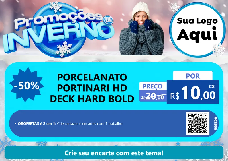 Modelo de Cartaz para Cartaz A4 Horizontal com o tema Promoções de Inverno para Pisos e revestimentos