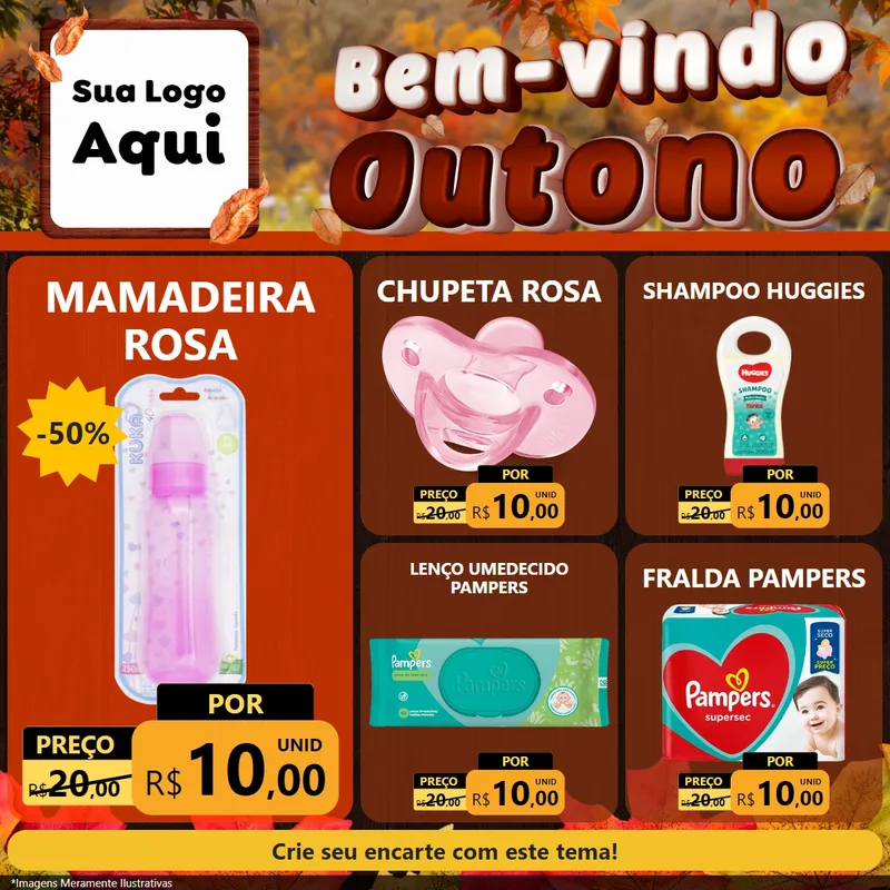 Modelo de Rede Social para Feed Facebook com o tema Bem-vindo Outono para Bebês