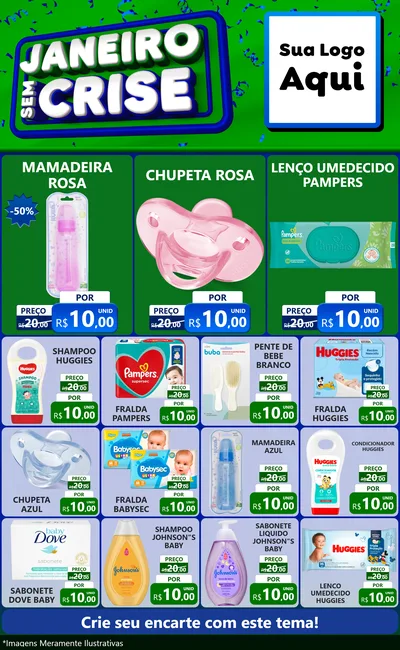 Modelo de Encarte para Encarte Grande com o tema Janeiro Sem Crise para Bebês
