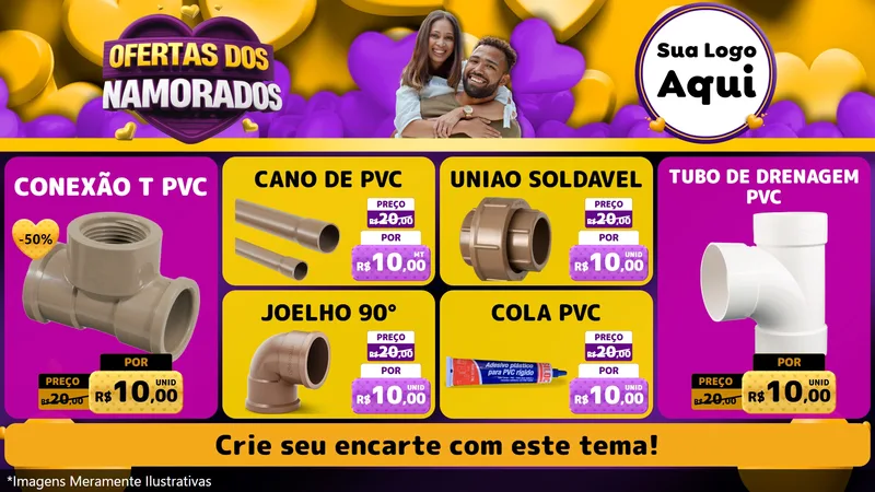 Modelo de TV para TV Horizontal com o tema Oferta Dos Namorados para Tubos e conexões
