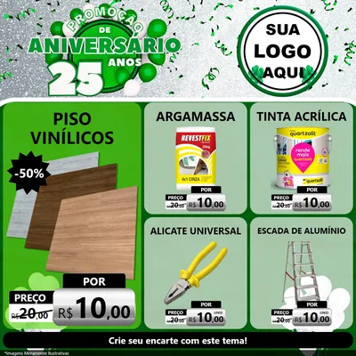 Modelo de Rede Social para Feed Facebook com o tema Promoção de Aniversário - 25 Anos para Material para Construção