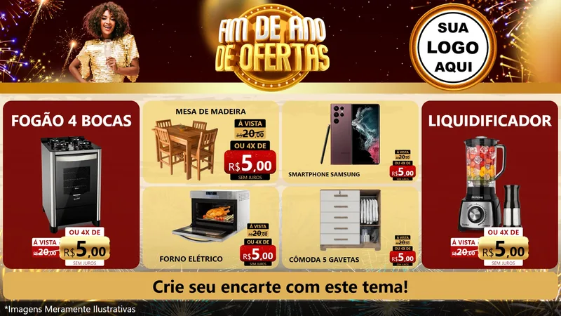 Modelo de TV para TV Horizontal com o tema Fim de Ano de Ofertas para Móveis e Eletro