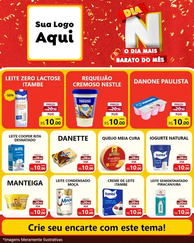 Modelo de Rede Social para Feed Instagram com o tema Dia N o Dia Mais Barato do Mês para Frios e Laticínios