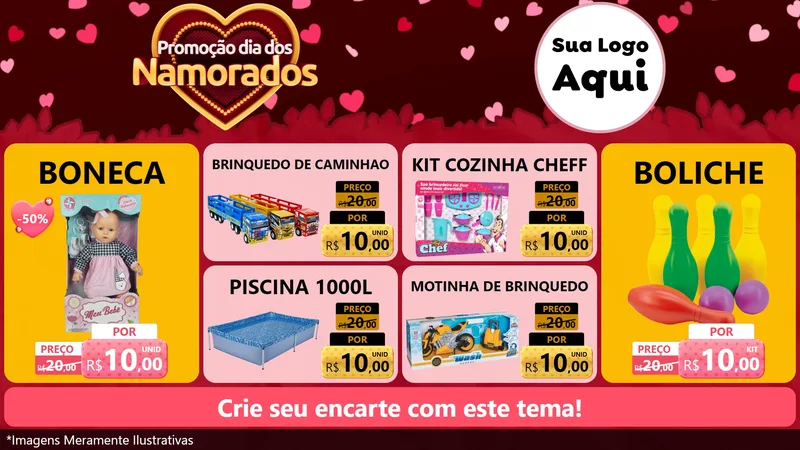 Modelo de TV para TV Horizontal com o tema Promoção Dia Dos Namorados para Brinquedos