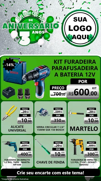 Modelo de Rede Social para Stories com o tema Promoção de Aniversário - 3 Anos para Maquinas e Ferramentas