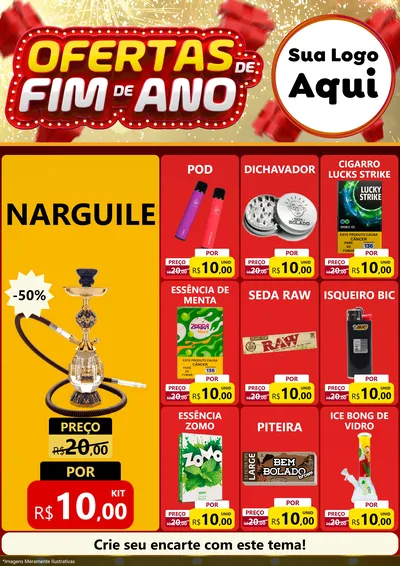 Modelo de Encarte para Encarte A4 Vertical com o tema Ofertas de Fim de Ano para Tabacaria