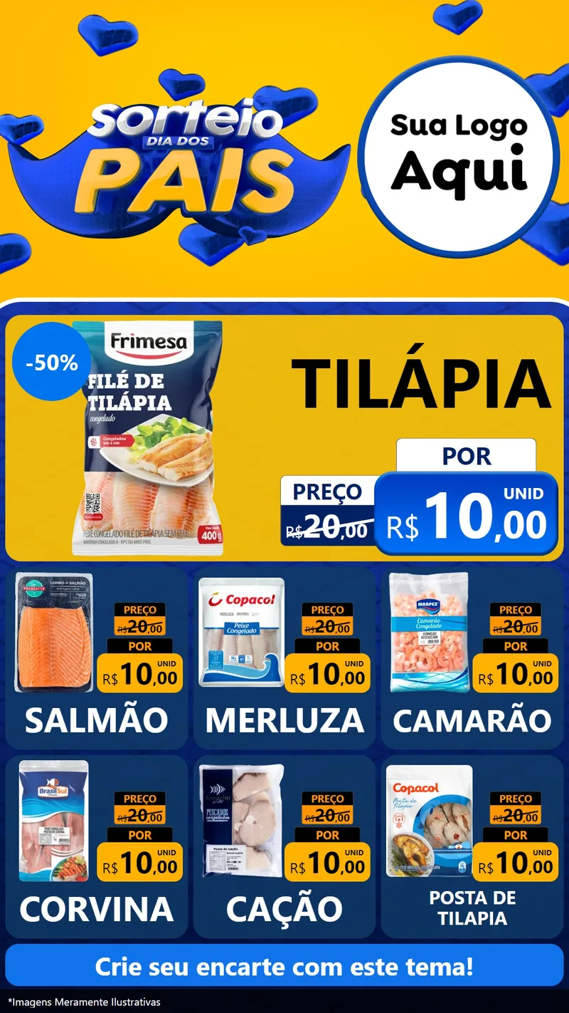 Modelo de Rede Social para Stories com o tema Sorteio Dia dos Pais para Peixaria