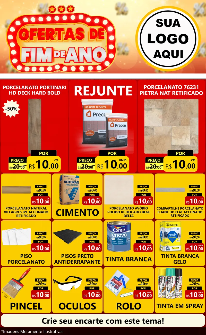 Modelo de Encarte para Encarte Grande com o tema Ofertas de Fim de Ano para Pisos e revestimentos