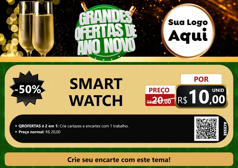 Modelo de Cartaz para Cartaz A4 Horizontal com o tema Grandes Ofertas de Ano Novo para Informática