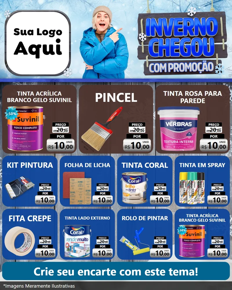 Modelo de Rede Social para Feed Instagram com o tema Inverno Chegou Com Promoção para Tintas e Ferramentas