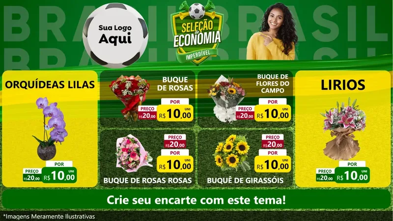 Modelo de TV para TV Horizontal com o tema Seleção de Economia - Copa para Floricultura e jardim