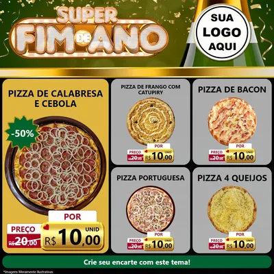 Modelo de Rede Social para Feed Facebook com o tema Super Fim de Ano para Pizzaria