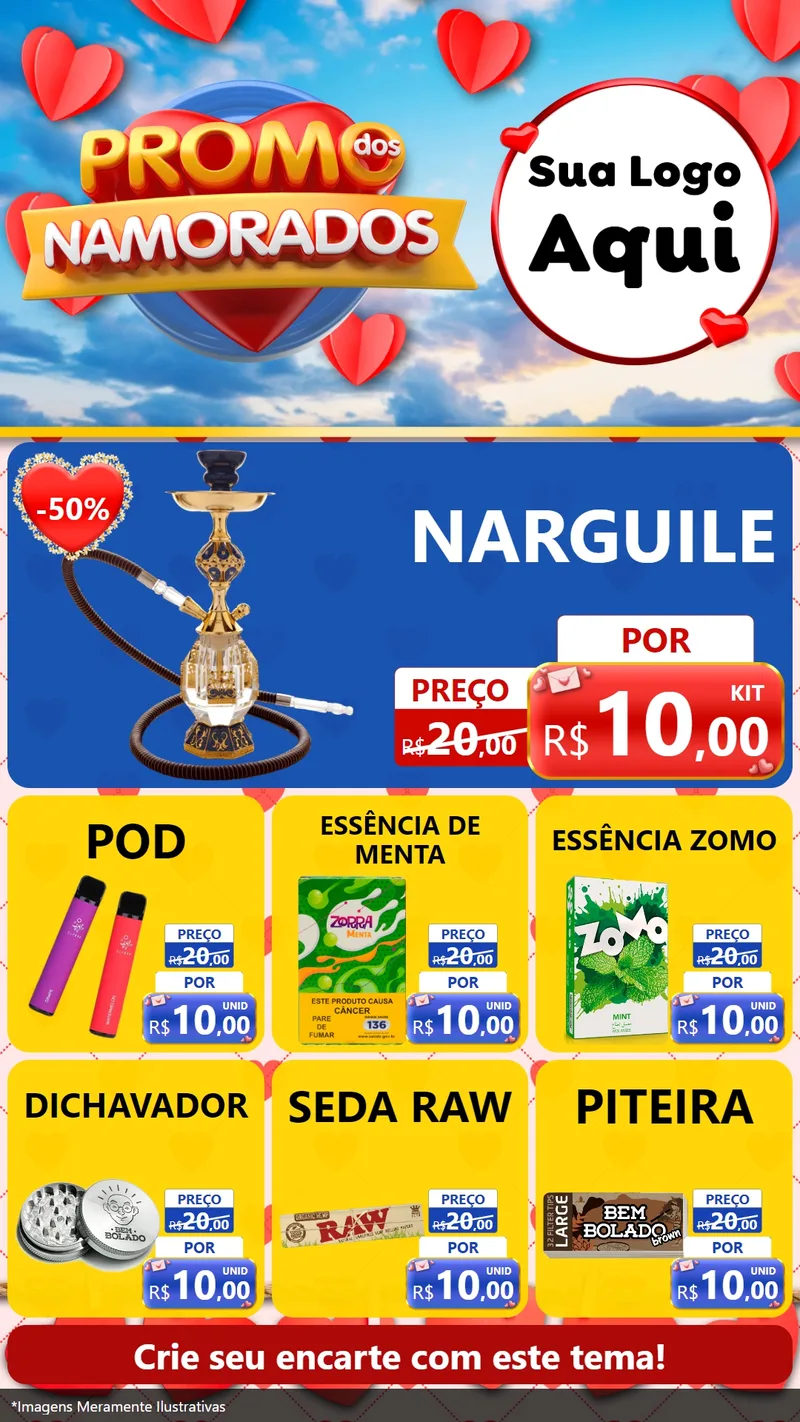Modelo de Rede Social para Stories com o tema Promo dos Namorados para Tabacaria