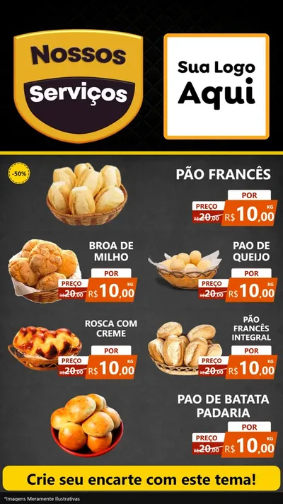Modelo de TV para TV Vertical com o tema Nossos Serviços para Padaria