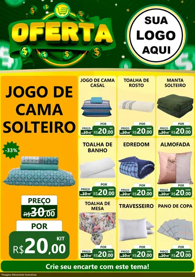 Modelo de Encarte para Encarte A4 Vertical com o tema Oferta para Cama, Mesa e Banho