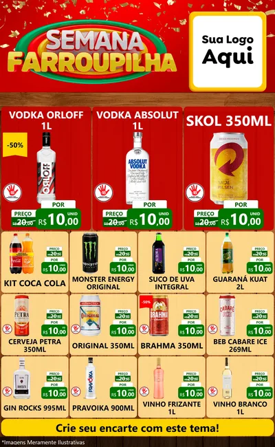 Modelo de Encarte para Encarte Grande com o tema Semana Farroupilha para Distribuidora de bebidas