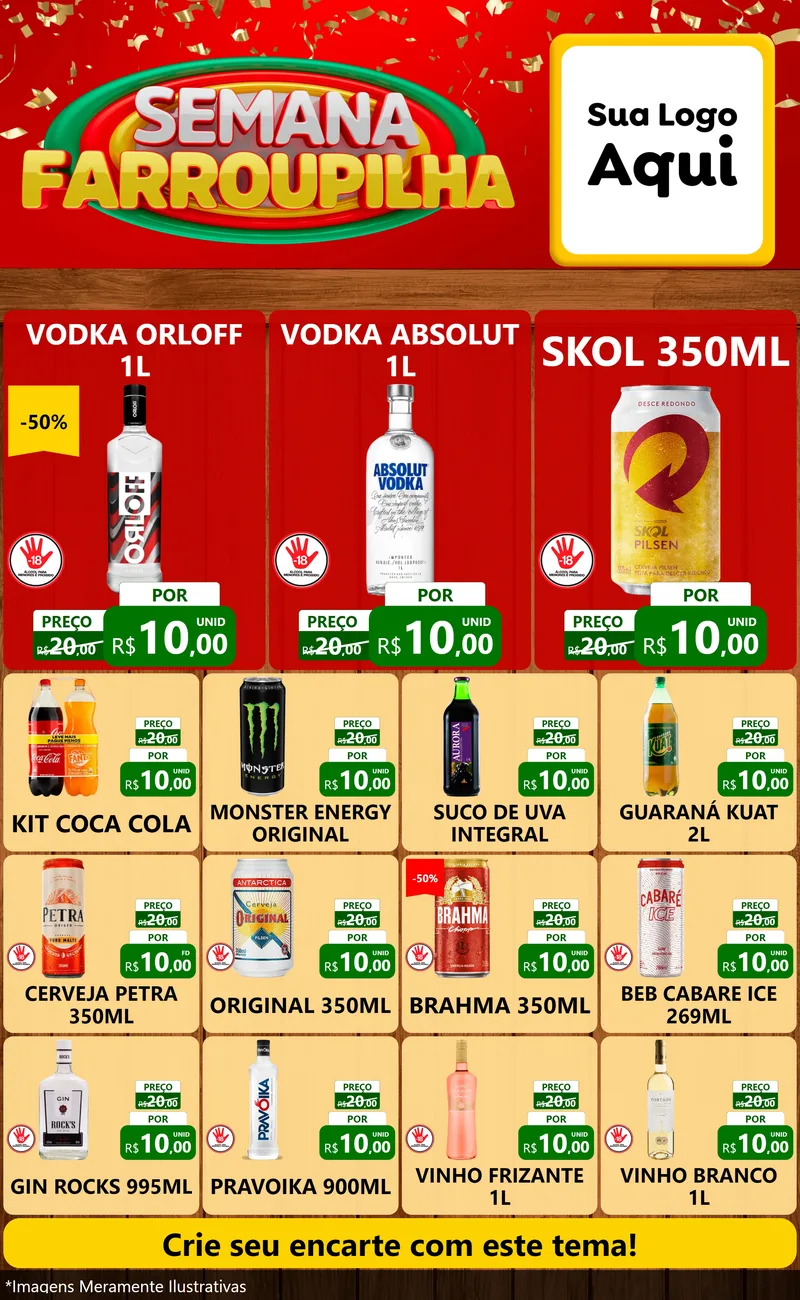 Modelo de Encarte para Encarte Grande com o tema Semana Farroupilha para Distribuidora de bebidas