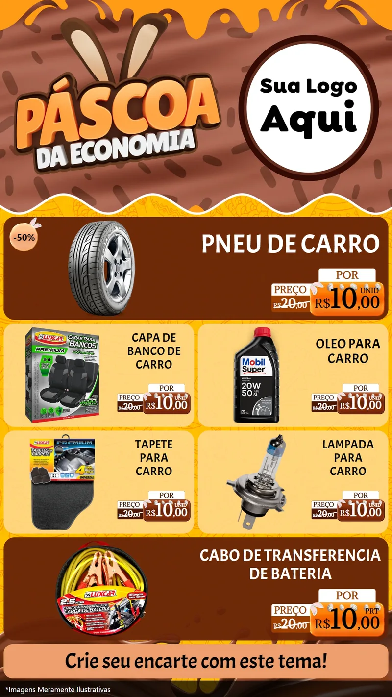 Modelo de TV para TV Vertical com o tema Páscoa da Economia para Auto peças