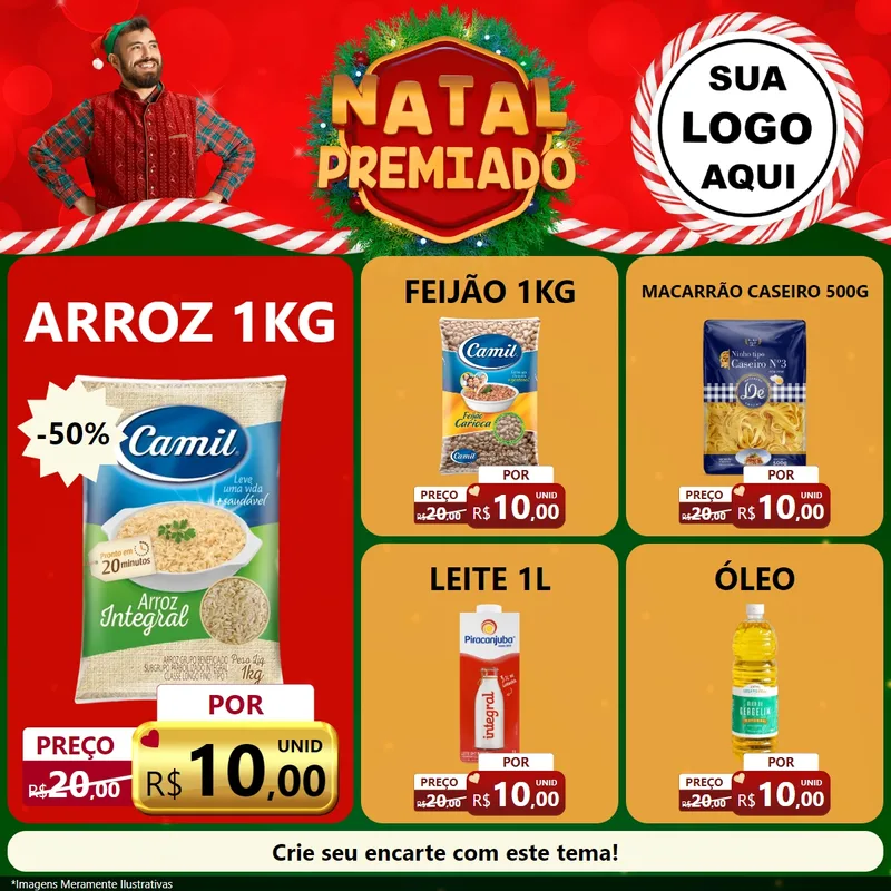 Modelo de Rede Social para Feed Facebook com o tema Natal Premiado para Supermercado