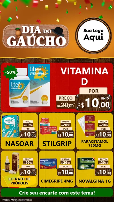 Modelo de Rede Social para Stories com o tema Dia do Gaúcho para Farmácia