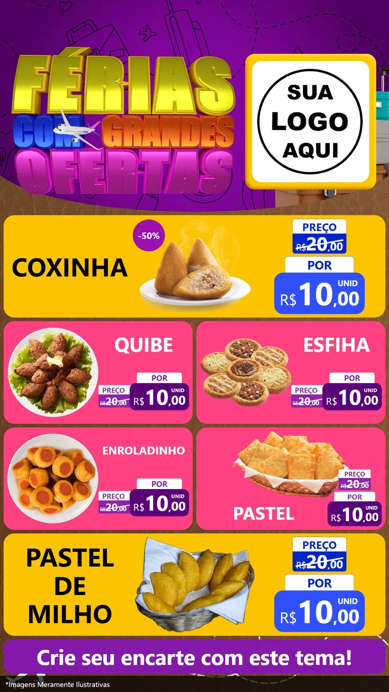Modelo de TV para TV Vertical com o tema Férias com Grandes Ofertas para Salgadaria