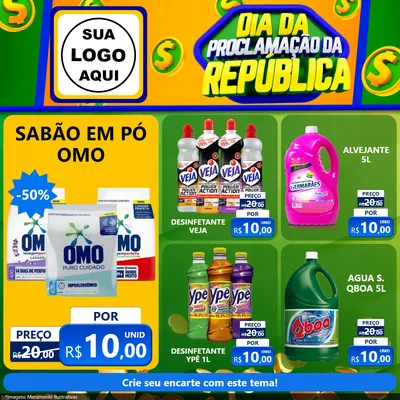 Modelo de Rede Social para Feed Facebook com o tema Dia Da Proclamação da República para Produtos de Limpeza