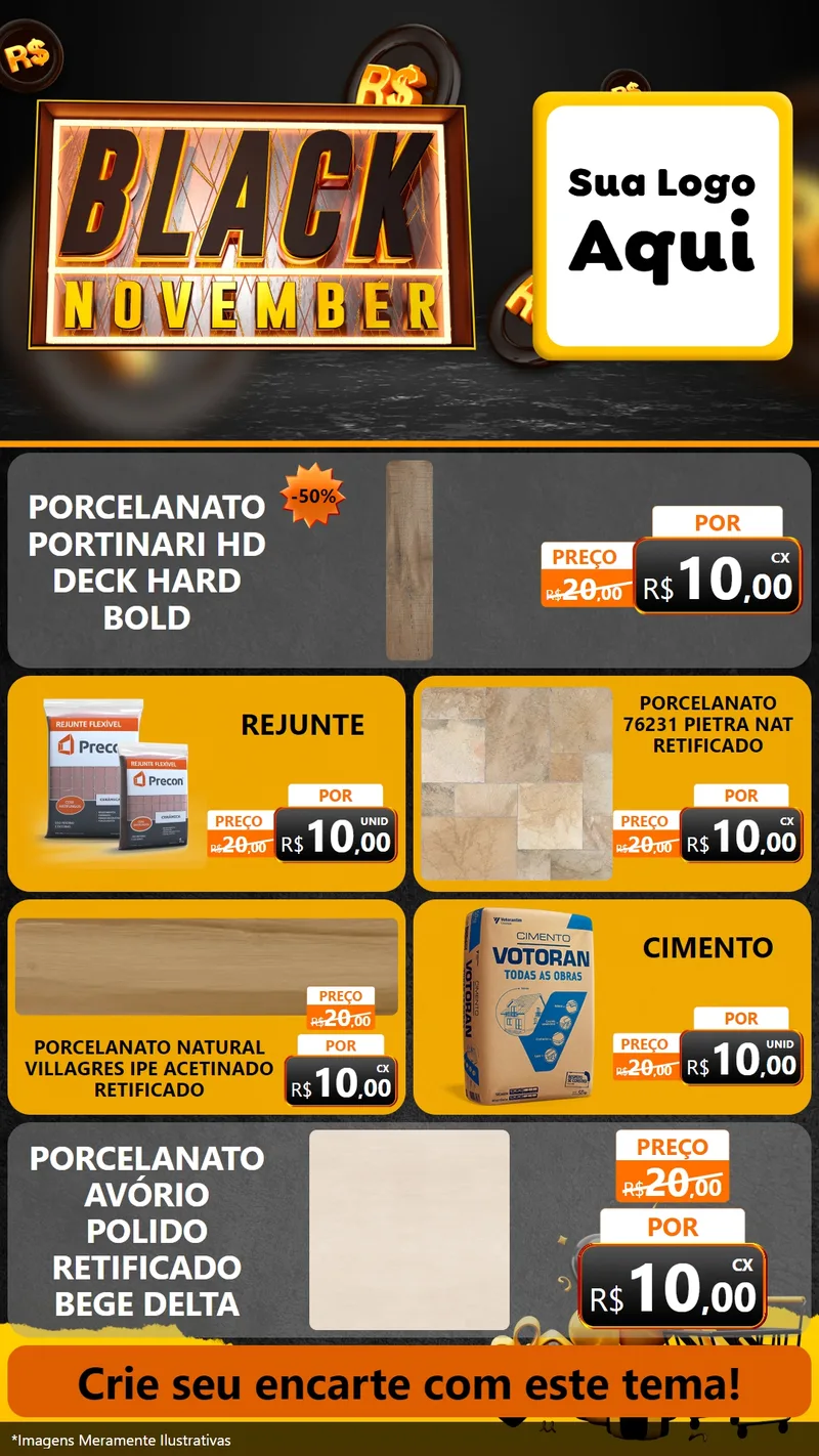 Modelo de TV para TV Vertical com o tema Black November para Pisos e revestimentos
