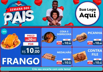 Modelo de Encarte para Encarte A4 Horizontal com o tema Semana Dos Pais para Assados