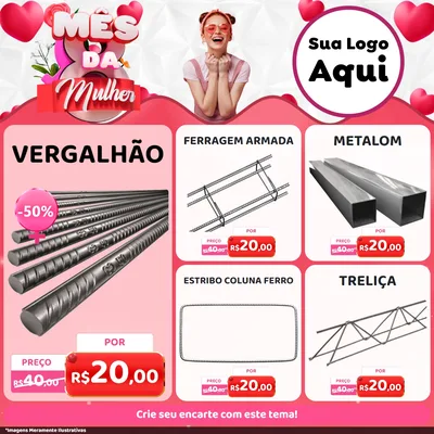 Modelo de Rede Social para Feed Facebook com o tema Mês da Mulher para Ferragens