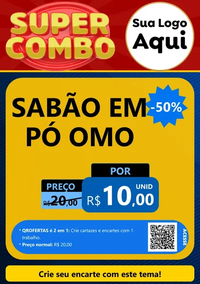 Modelo de Cartaz para Cartaz A4 Vertical com o tema Super Combo para Produtos de Limpeza