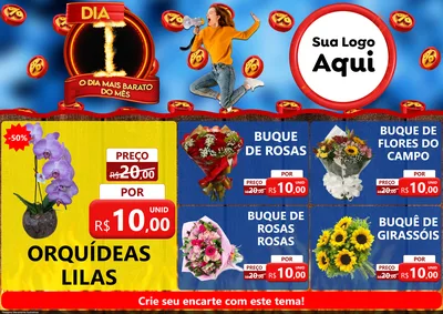 Modelo de Encarte para Encarte A4 Horizontal com o tema Dia I - O Dia Mais Barato Do Mês para Floricultura e jardim