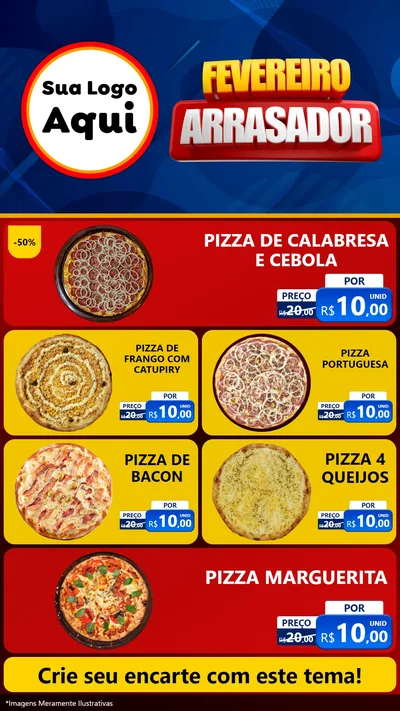 Modelo de TV para TV Vertical com o tema Fevereiro Arrasador para Pizzaria