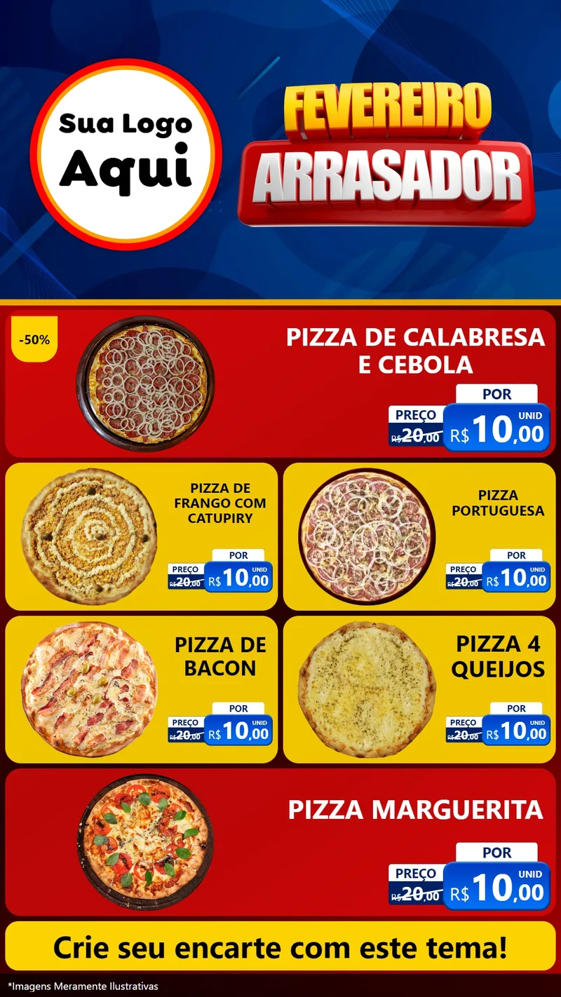 Modelo de TV para TV Vertical com o tema Fevereiro Arrasador para Pizzaria