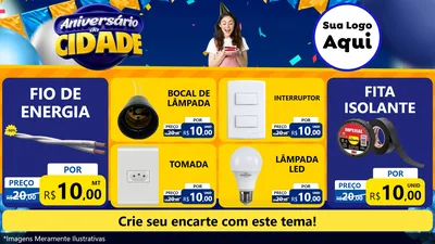 Modelo de TV para TV Horizontal com o tema Aniversário da Cidade para Materiais Elétricos