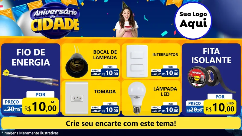 Modelo de TV para TV Horizontal com o tema Aniversário da Cidade para Materiais Elétricos