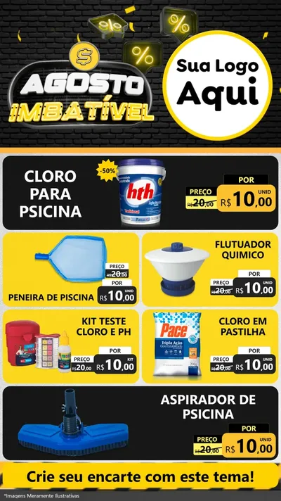 Modelo de TV para TV Vertical com o tema Agosto Imbatível para Produtos para Piscina